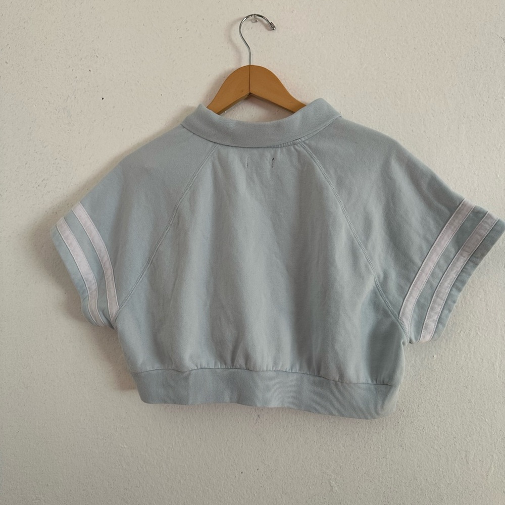 PacSun x Playboy Light Blue Cropped Collared Sweatshirt Logo Top Size M Preppy - Picture 5 of 7